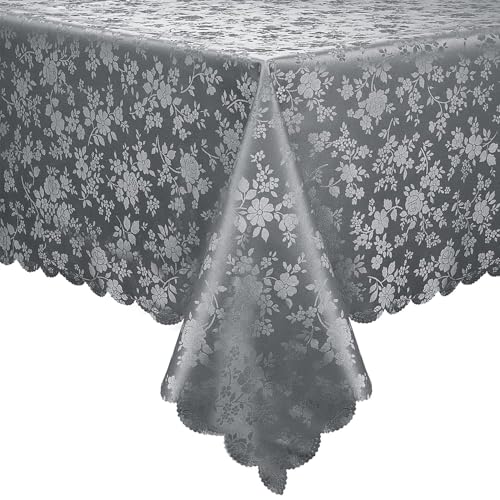 Smiry Rectangle Table Cloth, Waterproof Heavy Duty Vinyl Tablecloths, Wipeable Washable Table Cover for Kitchen and Dining Room (Grey, 70" X 120") by Smiry - Used condition - US$31.09