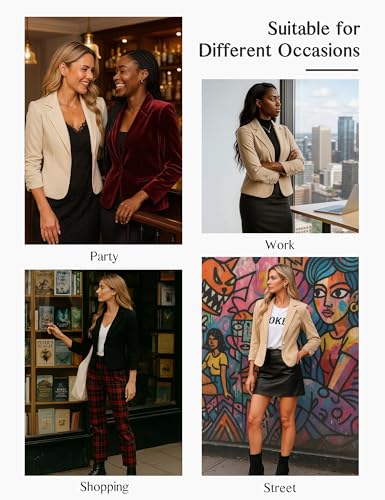 Traleubie Women's Cropped Blazers 3/4 Ruched Sleeve Lightweight Office Wear Short Blazer with Button, S-XL - Image 3