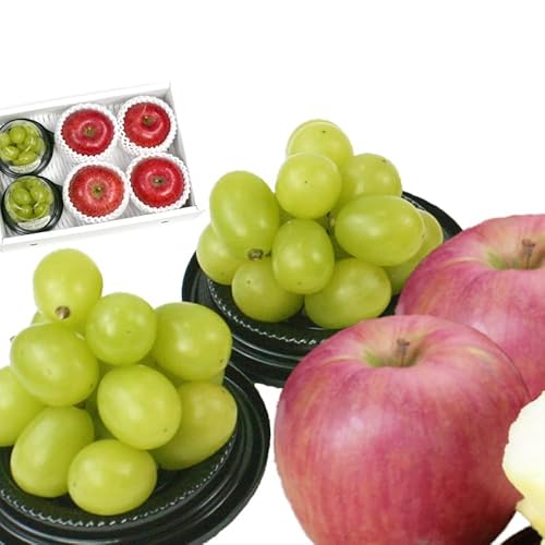 敬老ギフト 山形県産 つぶつぶシャインマスカット&りんごセット(シャインマスカット:粒のみ、秀品、100g×2パック・つがるりんご:秀品、4個(1個270g)