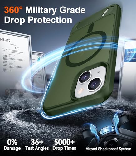 Image of Magnetic Compatible with iPhone 15 Case, [Built-in Invisible Kickstand][Compatible with MagSafe] [Military Grade Shockproof] Slim Translucent Matte Phone Case for iPhone 15 6.1 inch