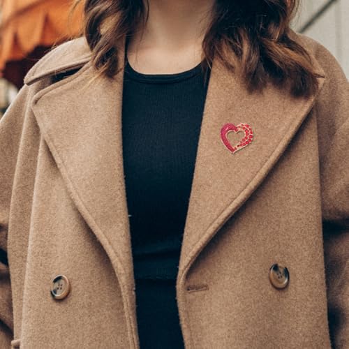 Image of Heart Brooches for Women Rhinestone Crystal Heart Brooch Pin Gift for Wife Girlfriend