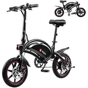 DYU Opvouwbare Elektrische Fiets, 14 inch Draagbare E-Bike,Slimme 10 Ah Elektrische Fietstrapondersteuning,Superkracht,Unisex Volwassen Jeugd
