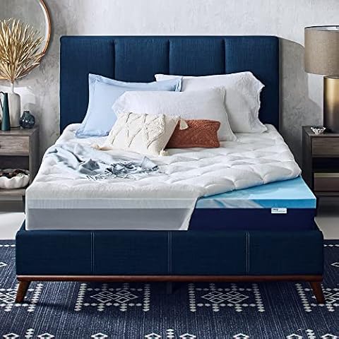 Sleep Innovations Cooling Comfort Gel Memory Foam Dual Layer Mattress Topper Cover
