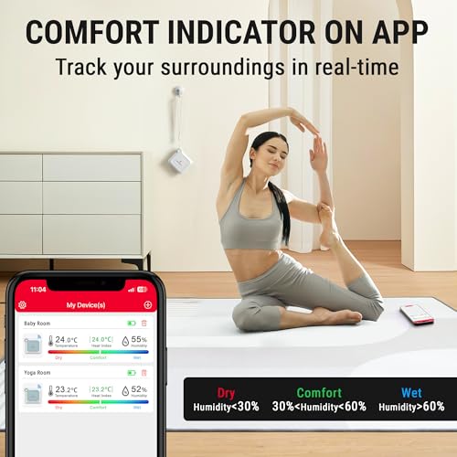 Image of ThermoPro TP351 Bluetooth Hygrometer Thermometer for House, 80M Temperature and Humidity Monitor, Remote App Control Humidity Temperature Sensor, 2-Year Data Storage Export for Greenhouse Room Home