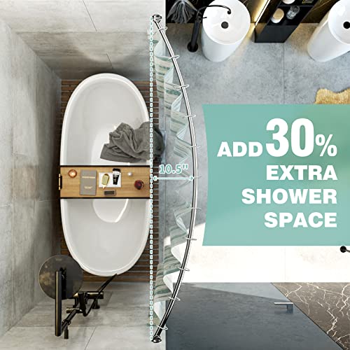 Mcrbeay Curved Shower Curtain Rod, Adjustable 43-74 Inches Extra Wide Curved Shower Rods For Bathroom, Rust Proof Shower Rod, Premium Stainless Steel Curved Curtain Rod For Shower, Bathtub, Silver, Need To Drill #TOP1