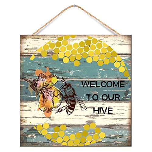 Panneau mural en bois Welcome to Our Hive de 30,5 cm pour salon
