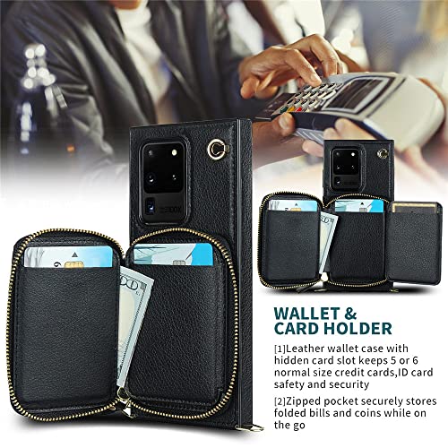 Étui pour dragonne en cuir pour Samsung Galaxy Note 10 Plus portefeuille zippé vert - 4