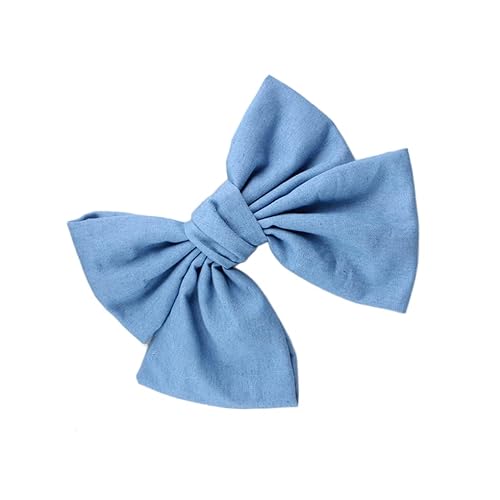 Pinza para el pelo de mezclilla azul, con lazo para niñas, color azul, vaqueros, pasador para el pelo para niñas, lazos grandes, BW01 (azul claro)