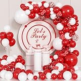 ADOINBY 140Pcs Red and White Balloon Arch Kit for Birthday, Wedding, Engagements, Baby Shower, Christmas, Anniversary Party Decoration