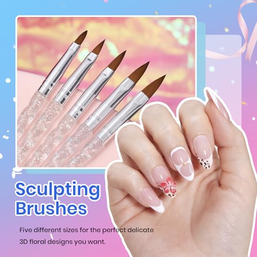 Beetles 31pcs Nail Art Brushes, Dotting Tools, Nail Art Pens, Dust Brush, Striping Liner Fingernail Drawing Pens with Palette Holder Metal Handle All in One for Starter Manicure Design Set - Image 5