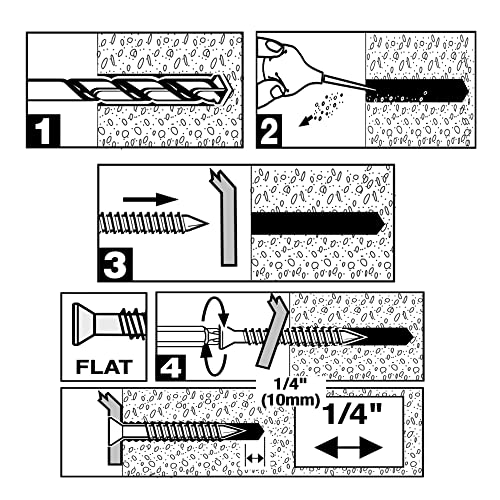 Bobibbi 3/16 X 1-1/4" Flat Head Concrete Screw Anchor, For Anchoring To Masonry, Block Or Brick (100Pcs) #TOP5