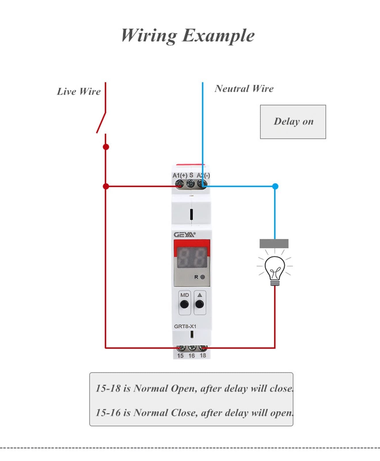 Relé temporizador multifunción con pantalla Digital GRT8-X, 16A, con 20 opciones de funciones, CA, CC, 12V, 24V, 220V, 230V(GRT8-X1 AC230V)