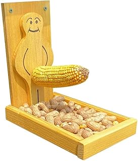 Funny Proud Man Squirrel Feeder Wooden Squirrel Feeder Novelty Squirrel Feeder with Corn Cob Holder Peanut Storage Box Stand For Yard