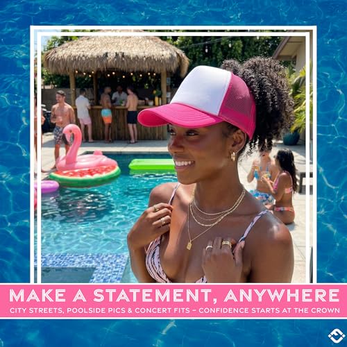 Image of Funky Junque Foam Trucker Hat, Trucker Hats for Women & Men - Blank Adjustable Snapback Mesh Back Baseball Cap
