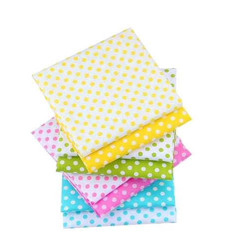 AMORNPHAN Multicolors Polka Dots Series Printed 100% Cotton Quilting Bundles Fabric for Patchwork Needlework DIY Handmade Sewing Crafting Precut Face Mask 16x20 Inches Set of 8 Pieces (Polka Dot)