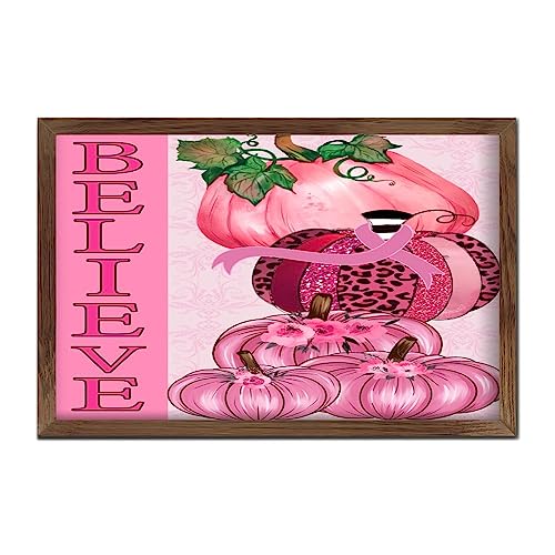 Panneau Believe Cancer du Sein en bois cadeau de soutien mural