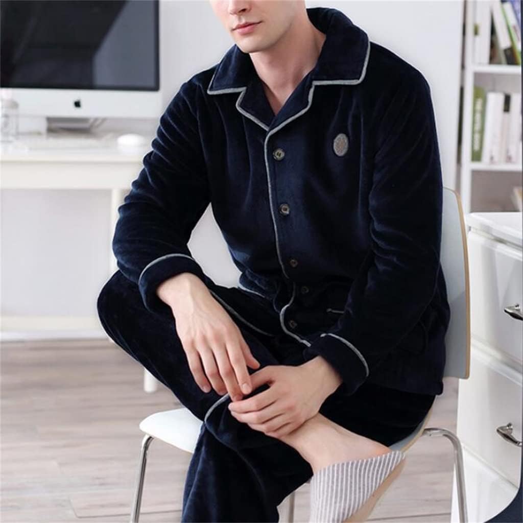 Large Size Flannel Home Service Suit Coral Fleece Pajamas Men's Autumn And Winter Models Thickened With