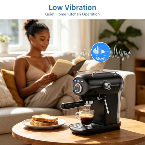 Image of XIXUBX Espresso Machine, 20Bar Compact Espresso Maker with Milk Frother, PID Temperature Control, Low Vibration Coffee Maker for Small Kitchen, Home, Brews Latte, Cappuccino