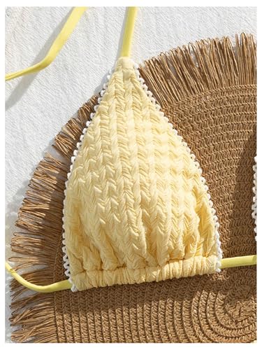 Women's 2 Piece String Halter Bikini Set Backless Ruffle Triangle Bathing Suits Tie Side Swimsuit3