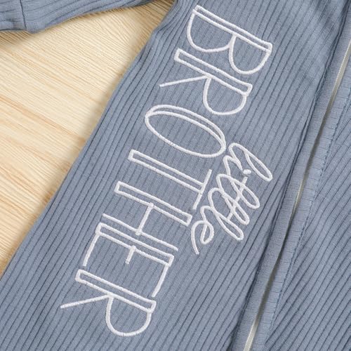 Newborn Baby Boy Fall Winter Outfits Zippered Romper Letter Embroidered Coming Home Jumpsuit with Hat Mittens4