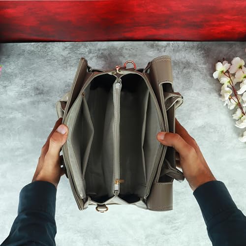 Image of NFI essentials Satchel Bags Ladies Purse Handbag Premium Women Shoulder Travel Bag for Work Gifts for Wife /Mother /Sister Stylish Office College Party Bag