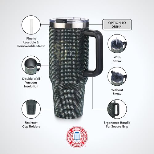 Image of The Memory Company Officially Licensed NCAA 40oz Rhinestone Game Day Tumbler, Stainless Steel Water Bottle with Lid & Straw, Vacuum Insulated, For Hot & Cold Drinks, University of Colorado, Boulder