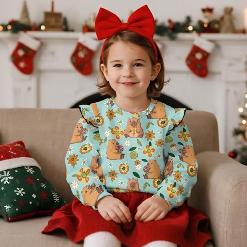 Girls Long Sleeve T Shirts Casual Ruffle Sleeve Crewneck Fall Tops Tees Pullover Cute Blouses for Girls Sweatshirt2