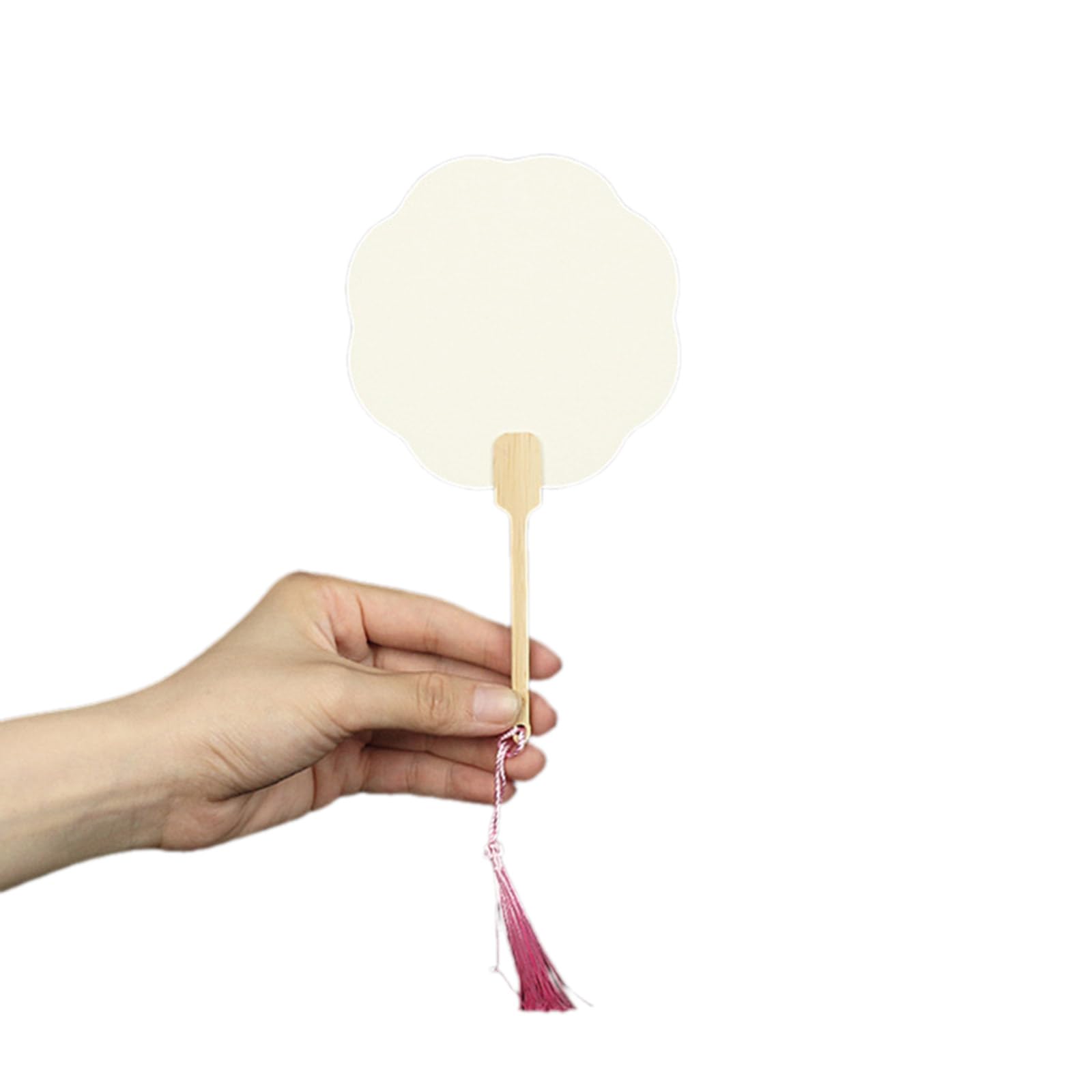 Buxuaaaa A Buxuaaa Round Fan With Tassels Diys Fan Wood Handle Chinese Rice Paper Handheld Party Supplies Gift Traditional Round Paper