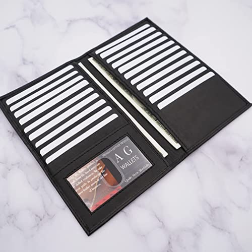 Ag Wallets Genuine Leather Mens Long Id 19 Credit Card Security Wallet Black (Rfid_Black) #TOP7
