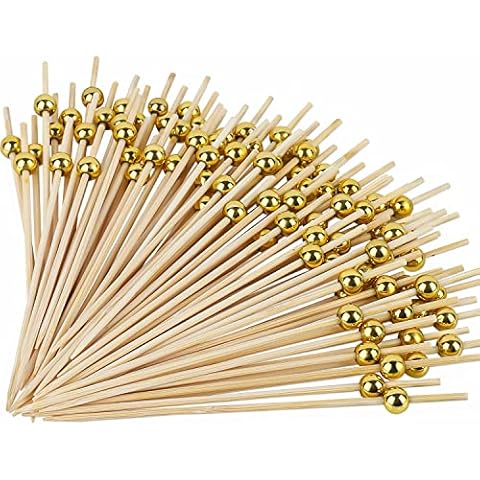BEDEONE 200 Pcs Cocktail Picks for Drinks, Fancy Toothpicks for Appetizers, Bamboo Cocktail Picks for Appetizers, Cocktail Toothpicks Cocktail Skewers Appetizer Picks for Party - 4.7 Inch Cover