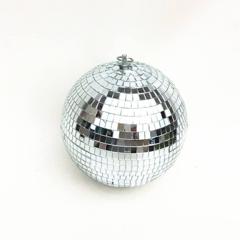 Bola espejada plateada de 8 pulgadas (20 cm), ligera, para fiestas, discotecas, decoración de hogar y festivales miniatura 6