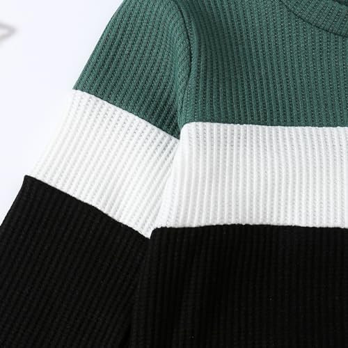 Image of Kid Toddler Boy Clothes Color Block Sweatshirt and Casual Pants 2Pcs Boys Fall Winter Outfits 1-5T