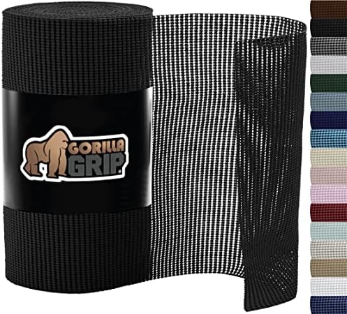 Gorilla Grip Drawer Shelf and Cabinet Liner, Thick Strong Grip, Non-Adhesive Liners Protect Kitchen Cabinets and Cupboard, Bathroom Drawers, Easy Install, Breathable Mat, 12" x20', Black