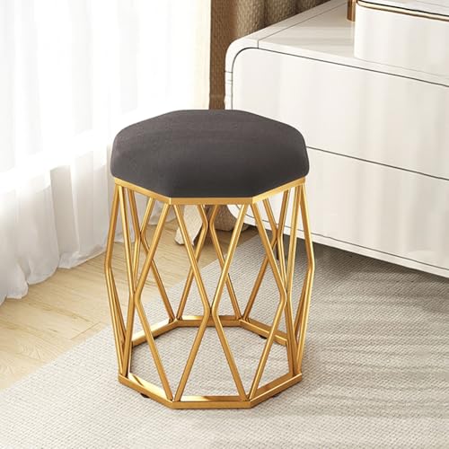 Taburete octogonal Vani de 32x41 cm con patas de metal para dormitorio 2