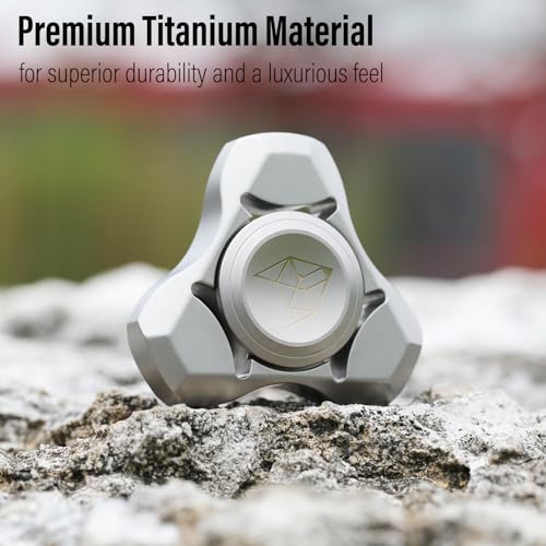 Image of FREELOVE Premium Metal Fidget Spinner for Adults, Stainless Steel Heavy Silent Spinner with Precision Bearing, Small Office Desk Toy & EDC for Stress Relief Focus ADHD, Titanium Alloy