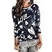 Produktbild JUTOO Damen Shirt Casual Bluse lose Baumwolle Tops T-Shirt(A-Marine,EU:38/CN:S)