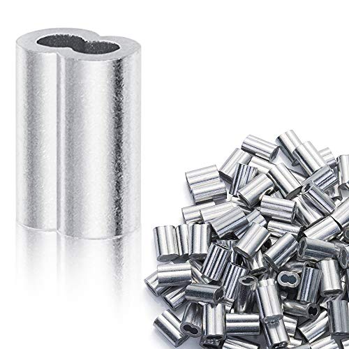 Aluminum Crimping Loop Sleeve for 1/8' Diameter Wire Rope and Cable (1/8' 100PCS)