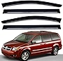 Lightronic WV94251 Tape-on Side Window Visor Deflector Rain Guard, Dark Smoke Shatterproof, 4 PCS Set for 2008-2018 Dodge Grand Caravan & for 2008-2016 Chrysler Town & Country