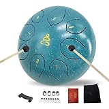 WUQIMUSC Steel Tongue Drum 6 Inch 8 Notes, Waterproof Rain Drum for Outdoor Garden, Meditation Rain Chime, Musical Percussion Instrument for Adult Gift with Mallets, Bag & Music Book, C Major