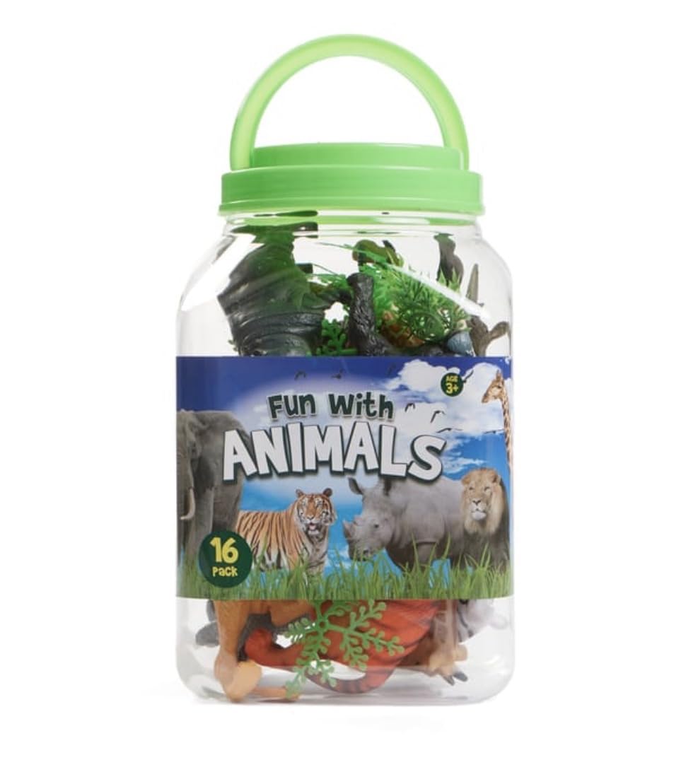 FAHAAM New||Fun with Animals Farm Animal Figures, 16 Pack, for Ages 3+, Imaginative Play Set in Storage Tub, Great for farm animals lovers, Great for creative adventures||