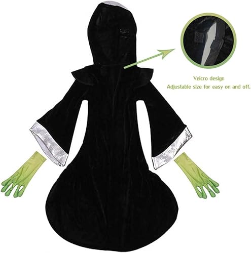 Miniatura 8 de STIOEDYUAN Disfraz de alienígena para niños, con capucha, guantes, máscara verde, pasamontañas, cosplay, disfraz de Halloween