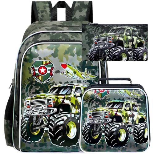 Image of UFNDC 3PCS Boys Backpack,16 inchKids Dinosaur Bookbag with Lunch Box, School Bag for Elementary Toddler