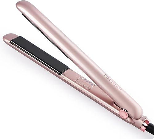 Plancha plana de titanio, herramienta de peinado de doble voltaje de calentamiento rápido de 1 pulgada, alisador y rizador 2 en 1 para todo tipo de