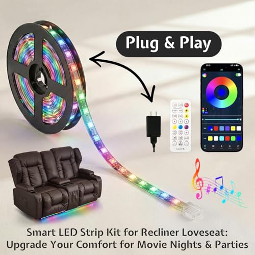 Image of Loveseat Recliner Sofa with Console,RV Wall Hugger Recliners for Small Spaces,Reclining Loveseat Sofa Recliner with LED Lights /Cup Holders /Lumbar Pillows,RV Furniture,PU Brown,66 inch 2-Seater with Light