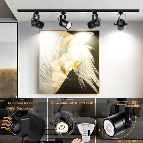 Image of Black GU10 LED Track Lighting Heads, 2-Light 10W Dimmable