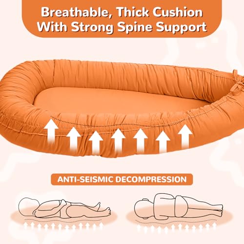 Image of EAQ Baby Lounger, Infant Lounger for Newborn,Portable Baby Nest Cover Breathable & Soft, Newborn Essentials
