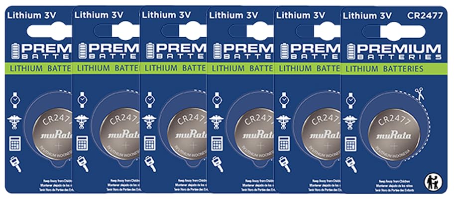 Premium Murata CR2477 Lithium 3V Coin Cell - Japanese Engineered High Capacity Batteries (6 Pack)