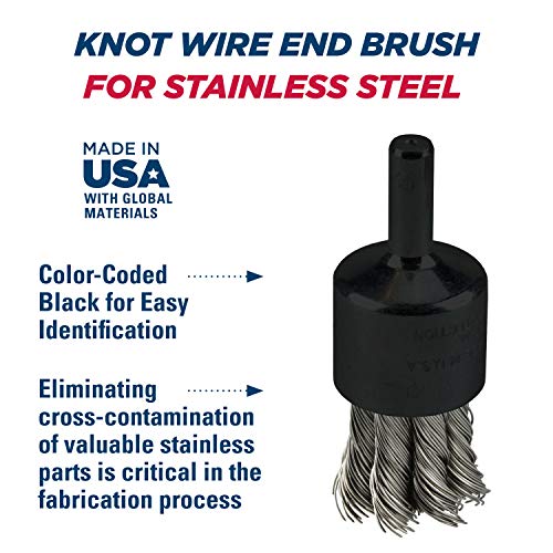 Image of Weiler 10029 3 /4 inch Knot Wire End Brush, .014 inch Stainless Steel Fill, Made in the USA