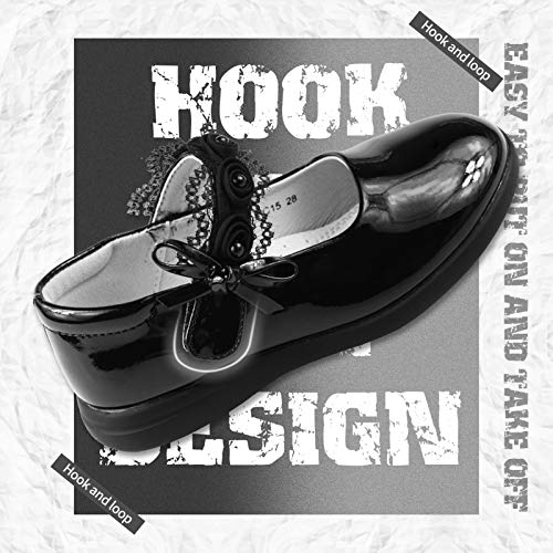 Apawwa Girls Dress Shoes With Anti-Scratch Leather Princess Party Girls Shoes White Pink And Black Schools Shoes Girls Mary Jane Ballerina Flat Shoes Size 5 Toddler To Size 3.5 Big Girls #TOP3