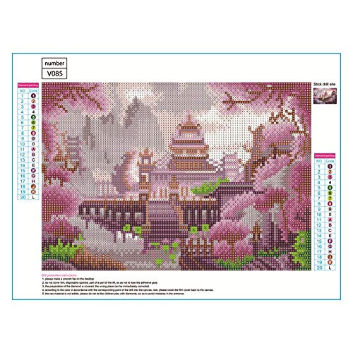 Vktech Chinese Palace Full Drill 5D Diy Diamond Painting Kit Round Crystal Rhinestone Embroidery Cross Stitch Needlework Art Craft Gift For Home Living Room Decor 16 X 12 Inch #TOP7
